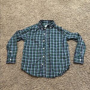 Gap Kids Boys Blue and Green Plaid Shirt sz M